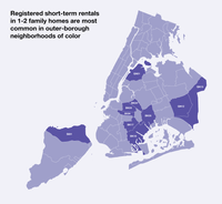 Map of the top 10 districts with registered short-term rentals in 1-2 family homes 