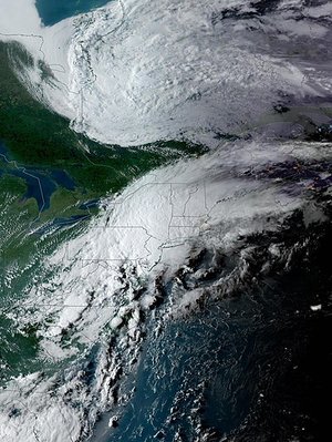 Satellite image of Hurricane Ida over New York State.